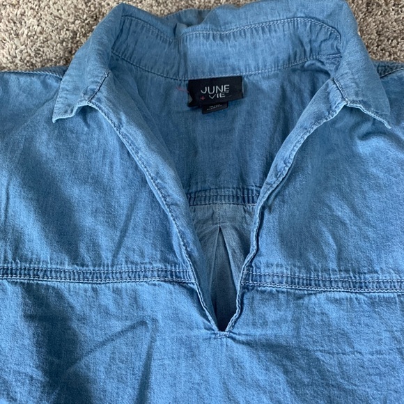 June + Vie Chambray vneck tunic Plus 18/20 L - Picture 4 of 7